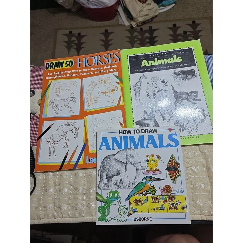Vintage Draw 50 Horses Usborne How to Draw Animals North Light Clip Art Book Lot